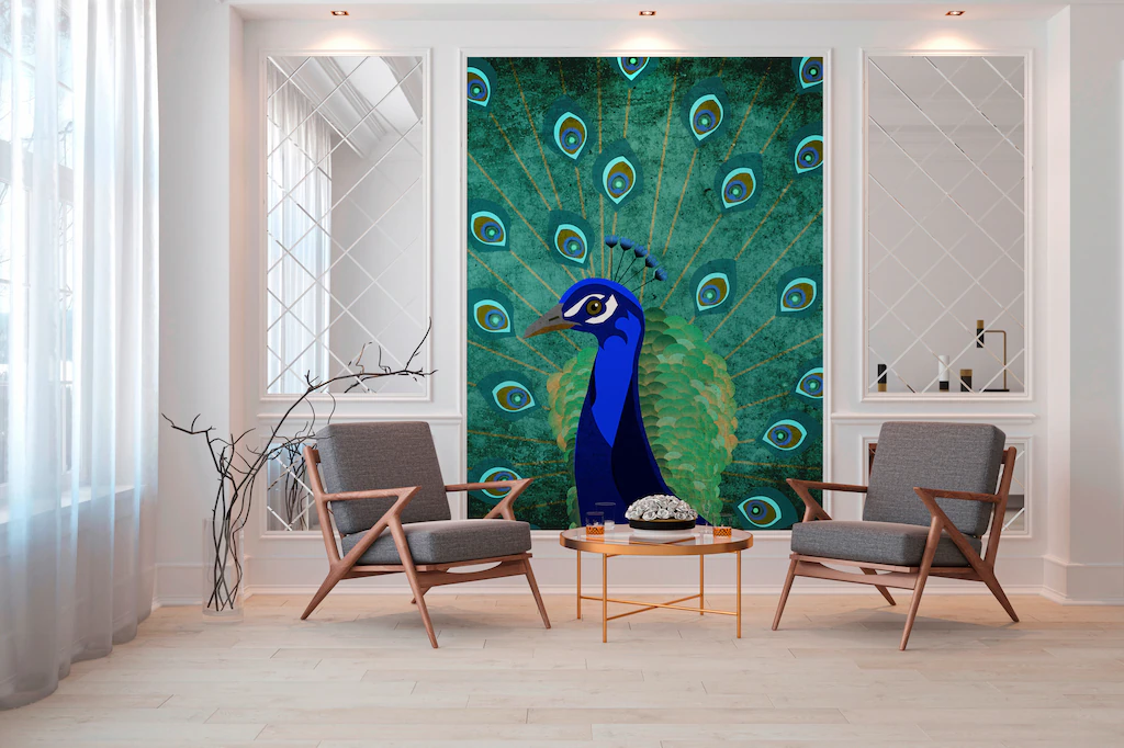 living walls Fototapete »ARTist Peacock«, Vlies, Wand, Schräge günstig online kaufen