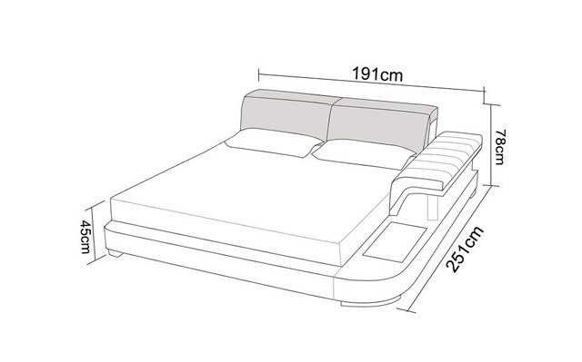 Xlmoebel Bett Großes Design-Bett mit Lederbezug, Hotel-Polsterung und (Bett günstig online kaufen