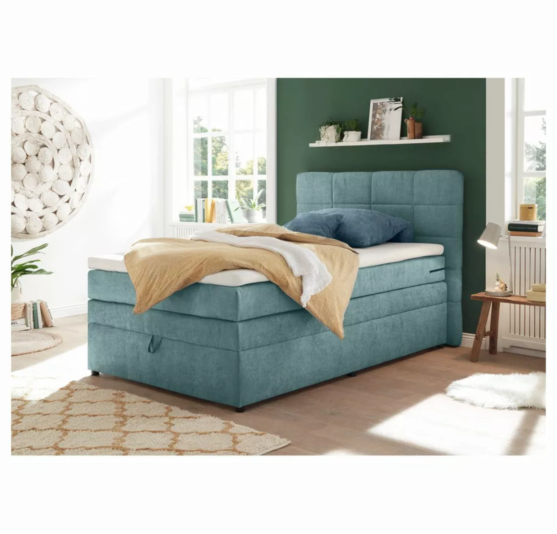 Lomadox Boxspringbett TEREZIN-09, Jugendbett, 140x200, mit Bettkasten, Härt günstig online kaufen