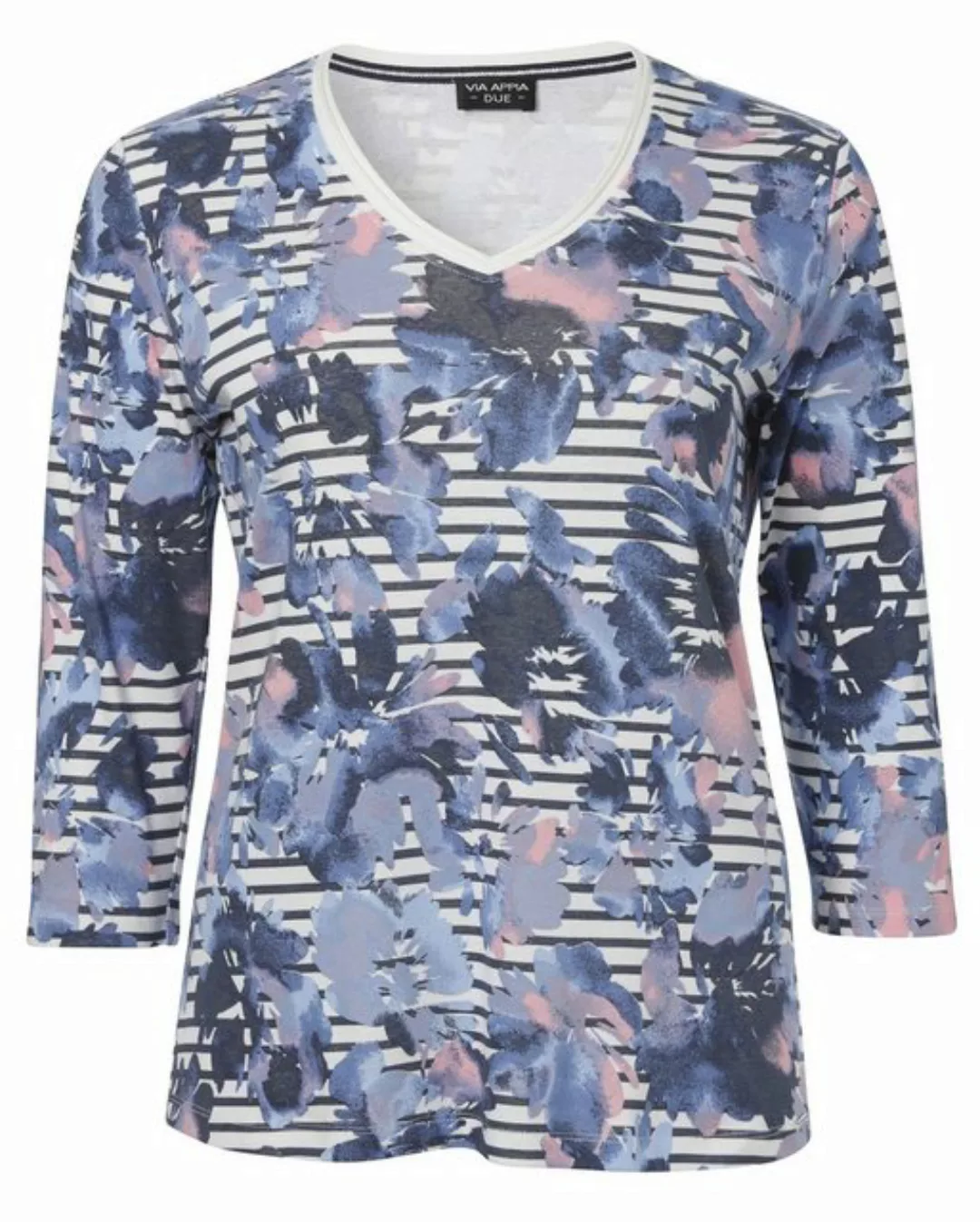 VIA APPIA DUE V-Shirt Romantisches 3/4-Arm-Shirt mit Muster-Mix günstig online kaufen