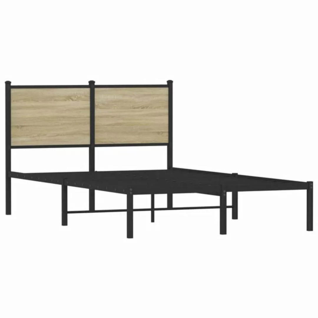 vidaXL Bett Metallbett ohne Matratze Sonoma-Eiche 120x190 cm günstig online kaufen