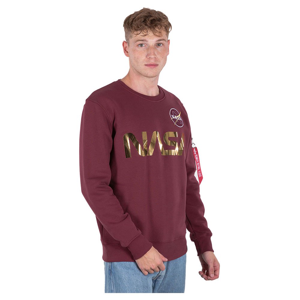 Alpha Industries Nasa Reflective Sweatshirt XL Burgundy / Shiny Gold günstig online kaufen