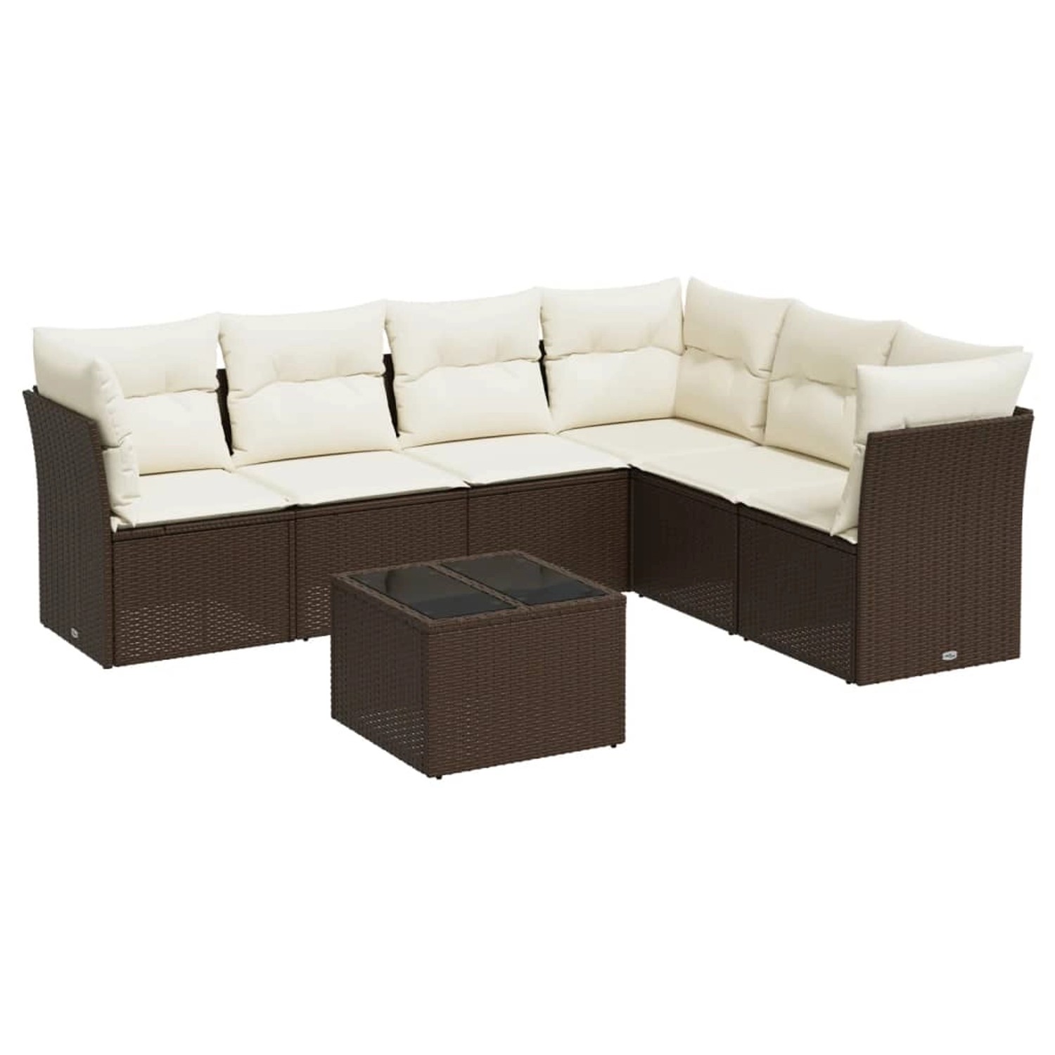 vidaXL 7-Tlg Garten-Sofagarnitur mit Kissen Braun Poly Rattan 3249532 günstig online kaufen
