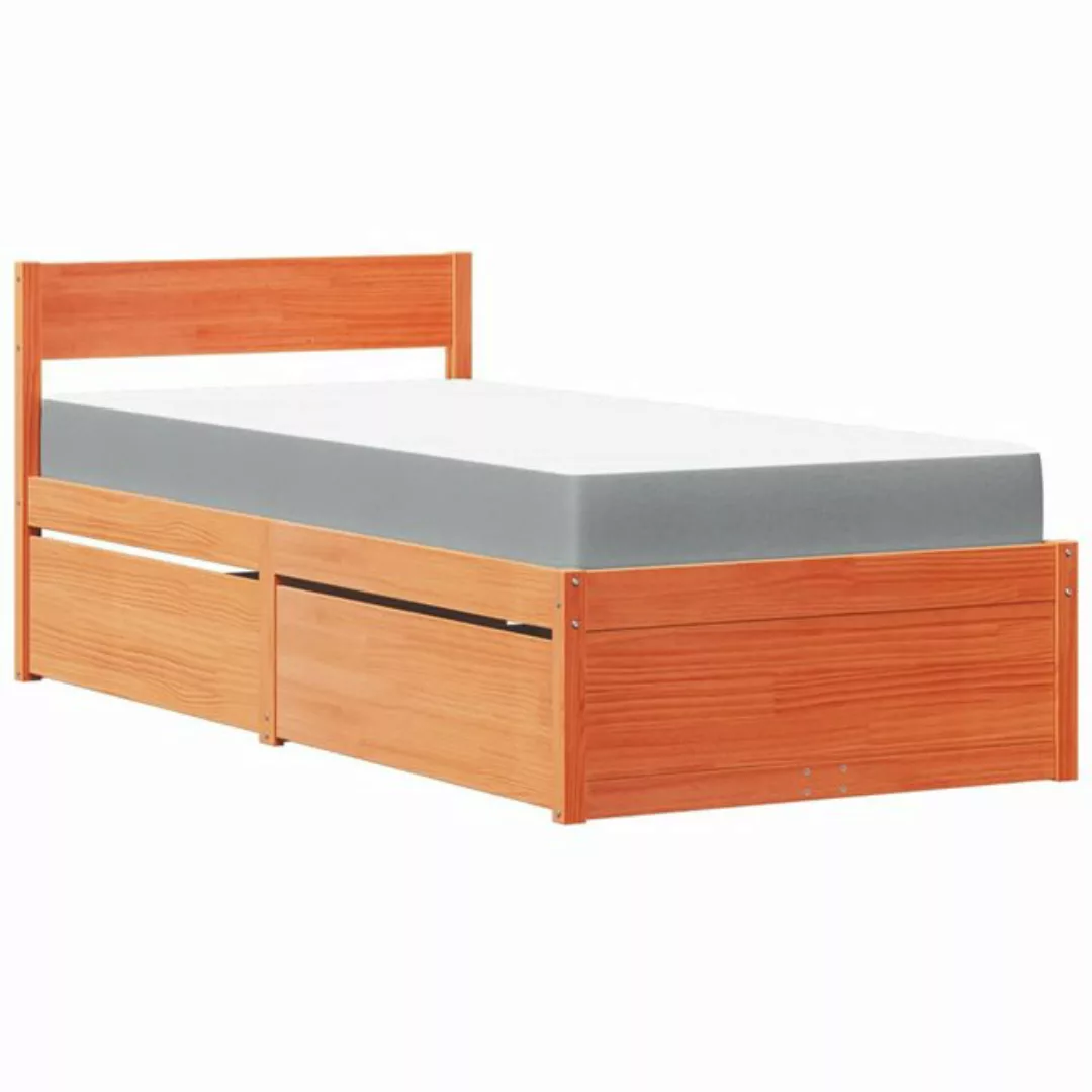 vidaXL Bett Bett mit Schubladen und Matratze Wachsbraun 90x190 Massivholz günstig online kaufen