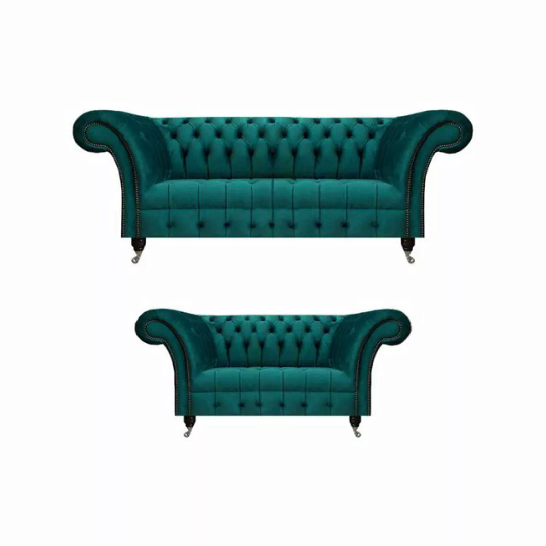 JVmoebel Chesterfield-Sofa Sofagarnitur 2x Sofas Modern Dreisitze mit Zweis günstig online kaufen