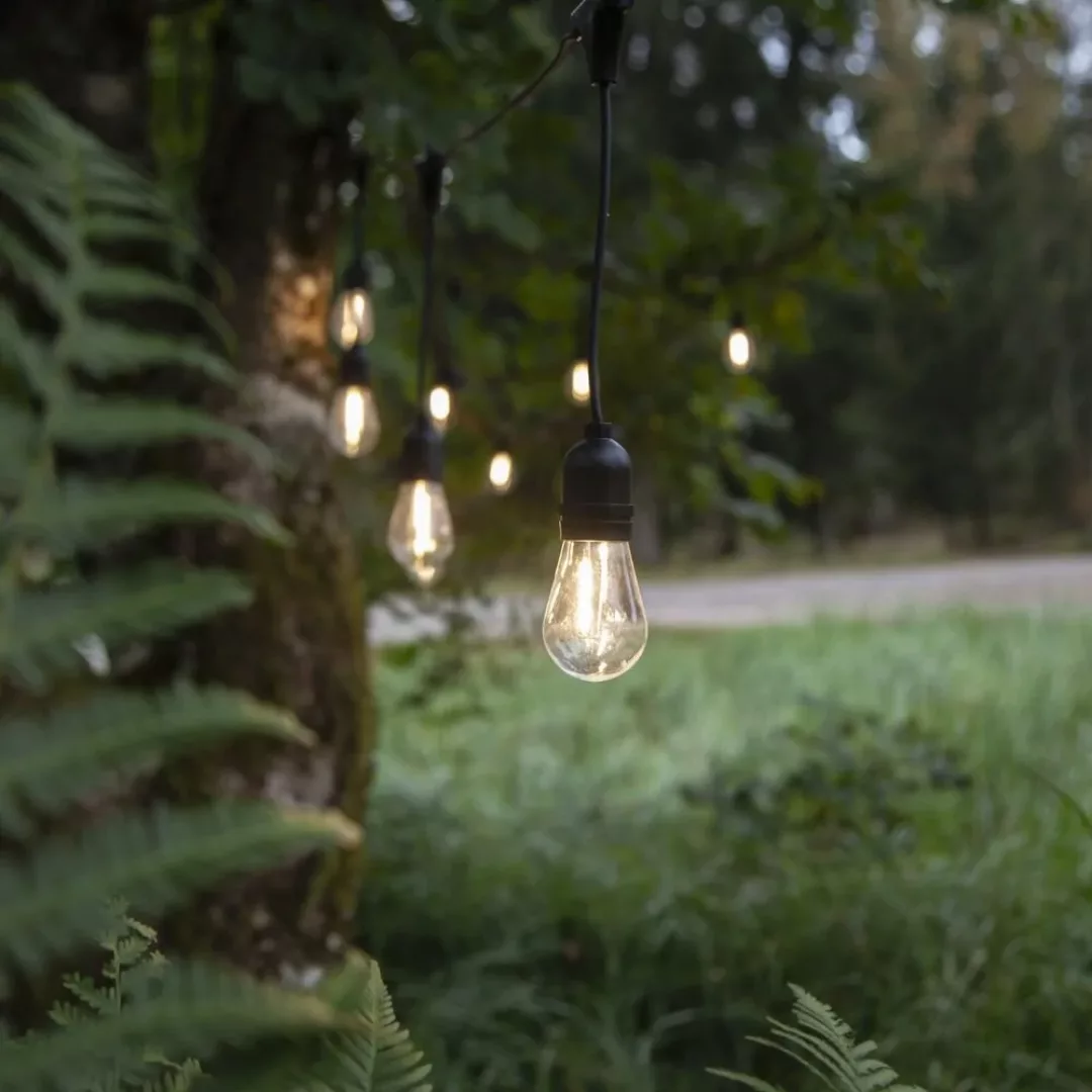 LED Party-Kette String Light in Schwarz 10-flammig IP44 günstig online kaufen