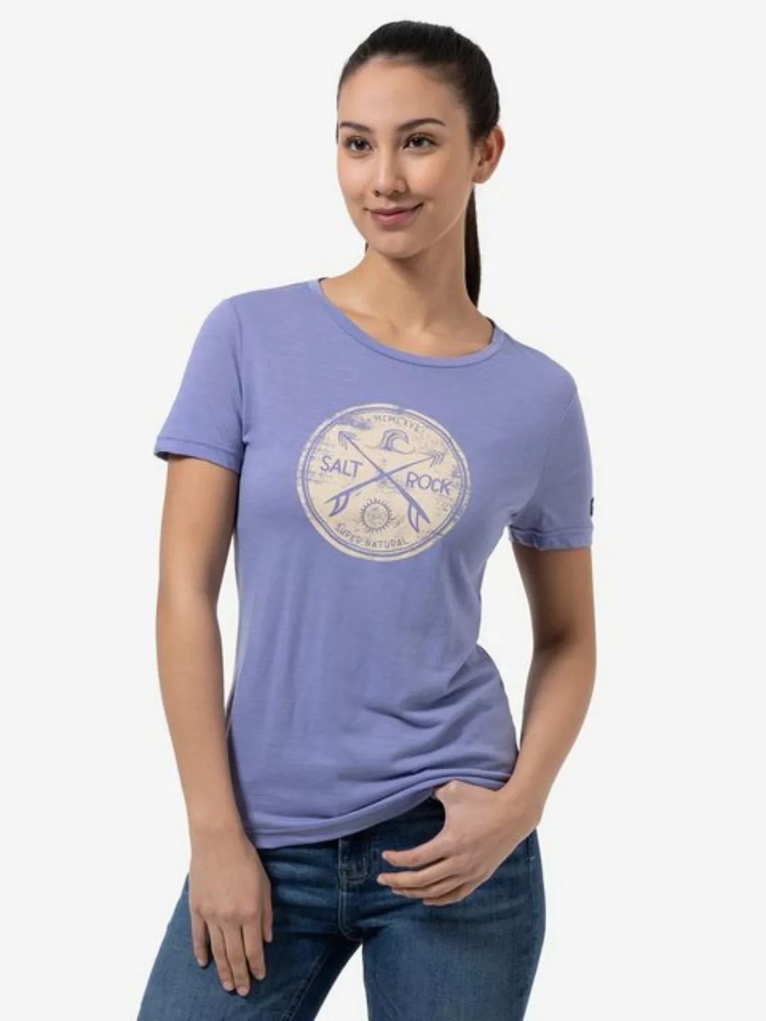 SUPER.NATURAL T-Shirt für Damen, Merino SALT & ROCK Meer Motiv, atmungsakti günstig online kaufen