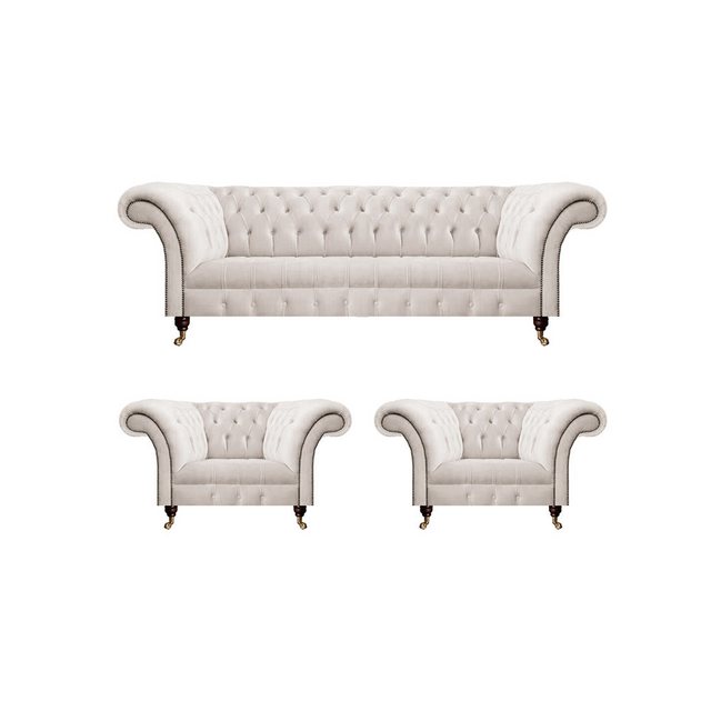 JVmoebel Chesterfield-Sofa Weiß Polstermöbel Sofagarnitur Luxus Sofas Set M günstig online kaufen