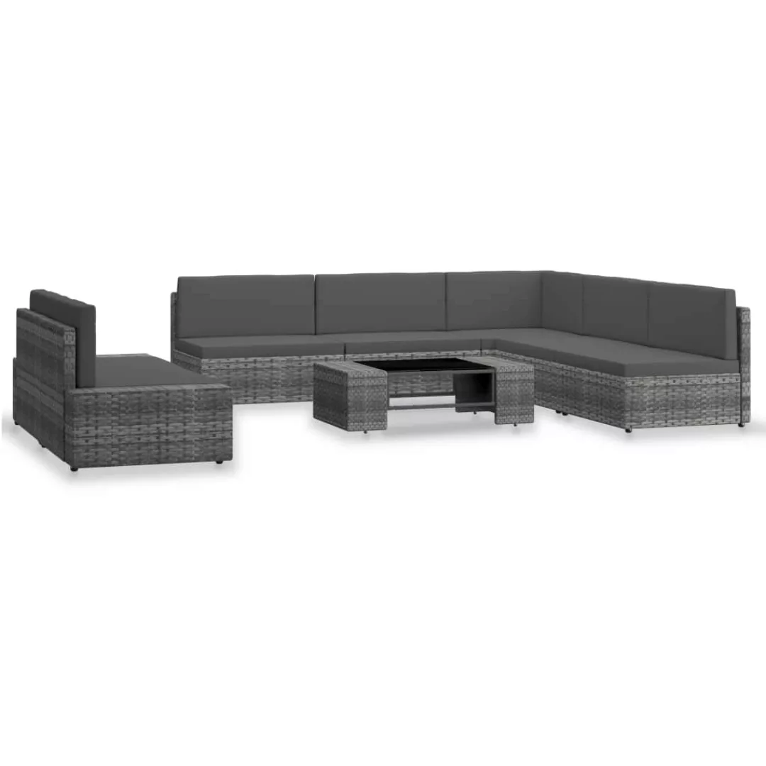 7-tlg. Garten-lounge-set Poly Rattan Grau günstig online kaufen