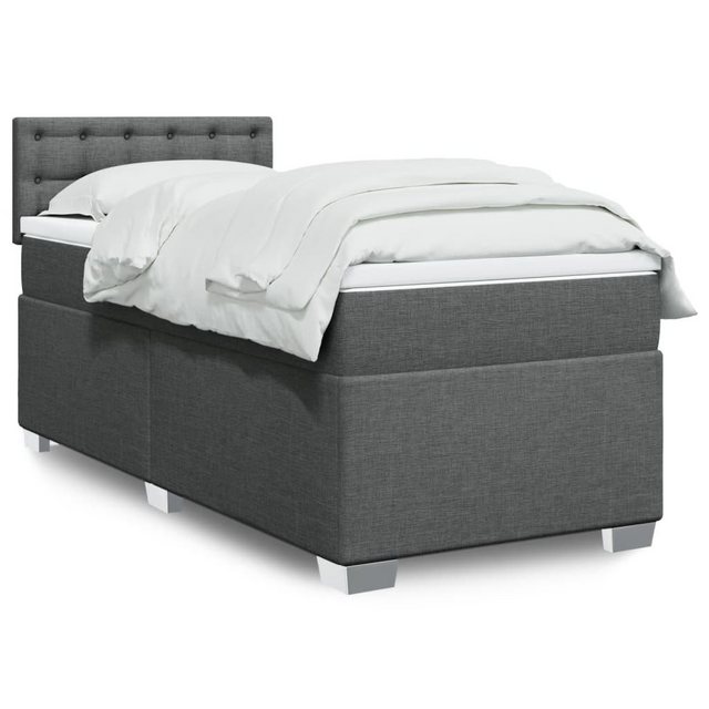 vidaXL Boxspringbett, Boxspringbett mit Matratze Dunkelgrau 80x200 cm Stoff günstig online kaufen