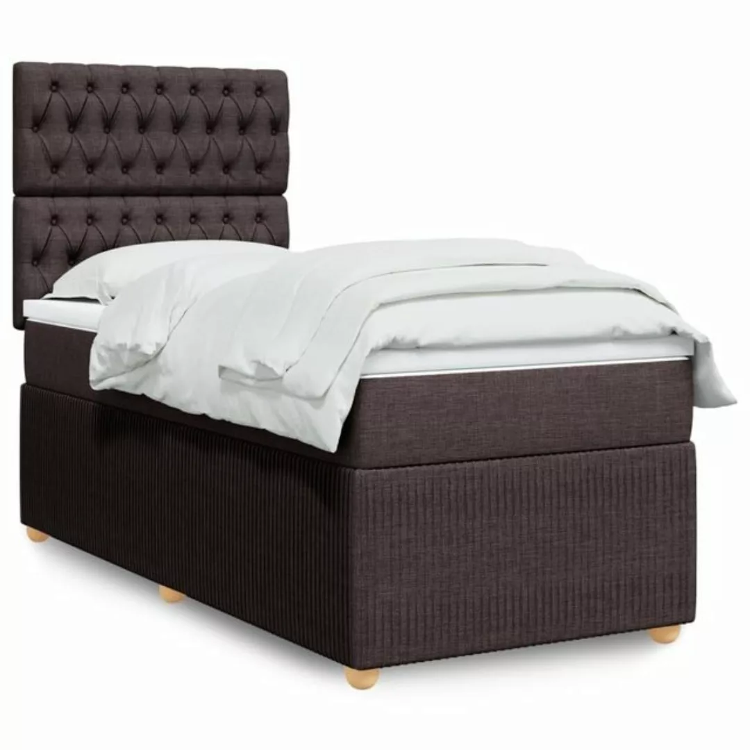 vidaXL Boxspringbett, Boxspringbett mit Matratze Dunkelbraun 80x200 cm Stof günstig online kaufen