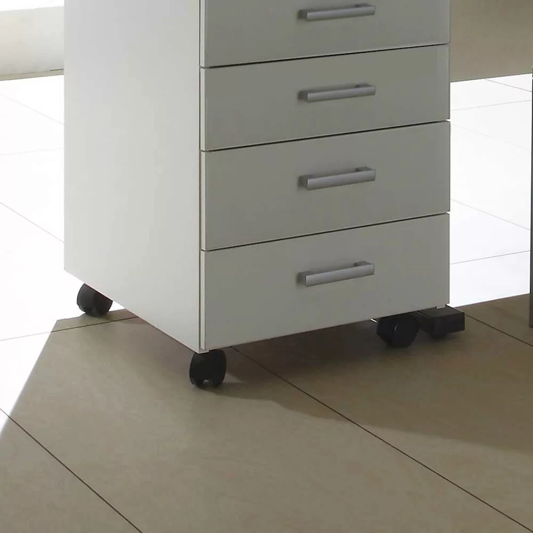 Schreibtischcontainer mit vier Schubladen Weiß günstig online kaufen
