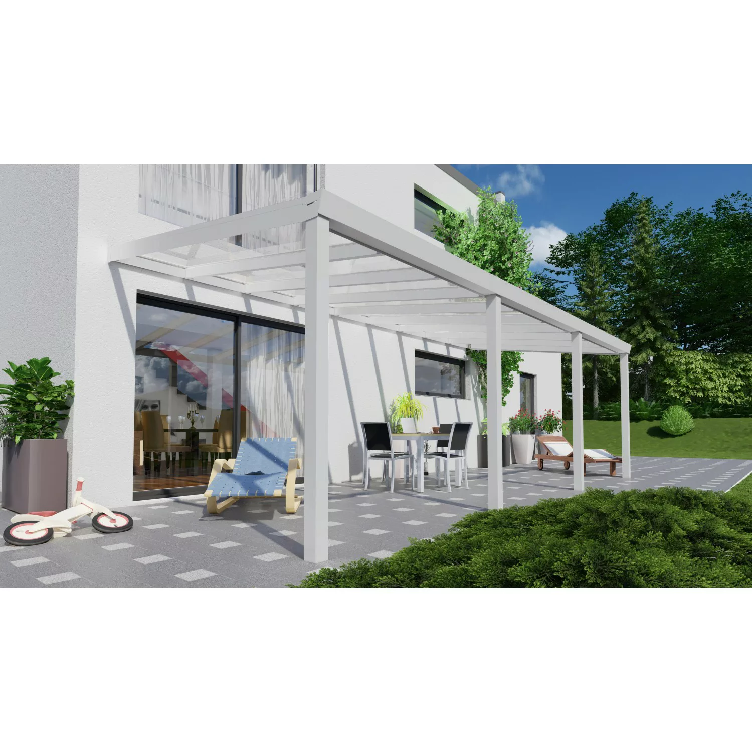 Terrassenüberdachung Professional 700 cm x 350 cm Weiß Glas günstig online kaufen