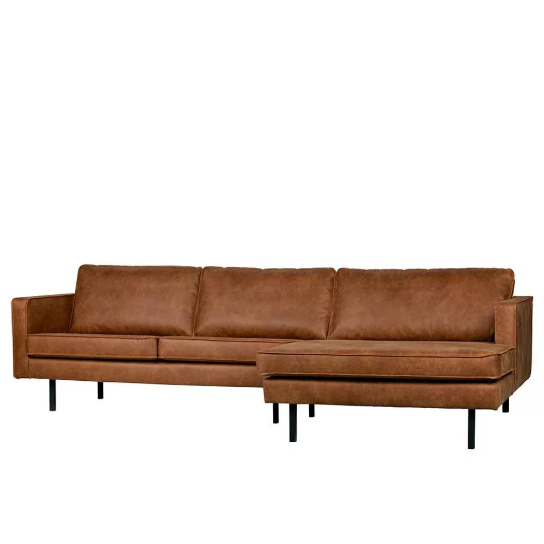 Sofa Eckgarnitur in Cognac Braun Recyclingleder 300 cm breit günstig online kaufen