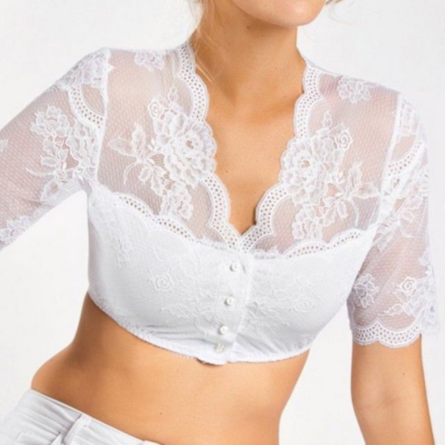 Nina Von C. Dirndlbluse Nina von C. Dirndlbluse mit Knopfleiste (34 Weiss) günstig online kaufen