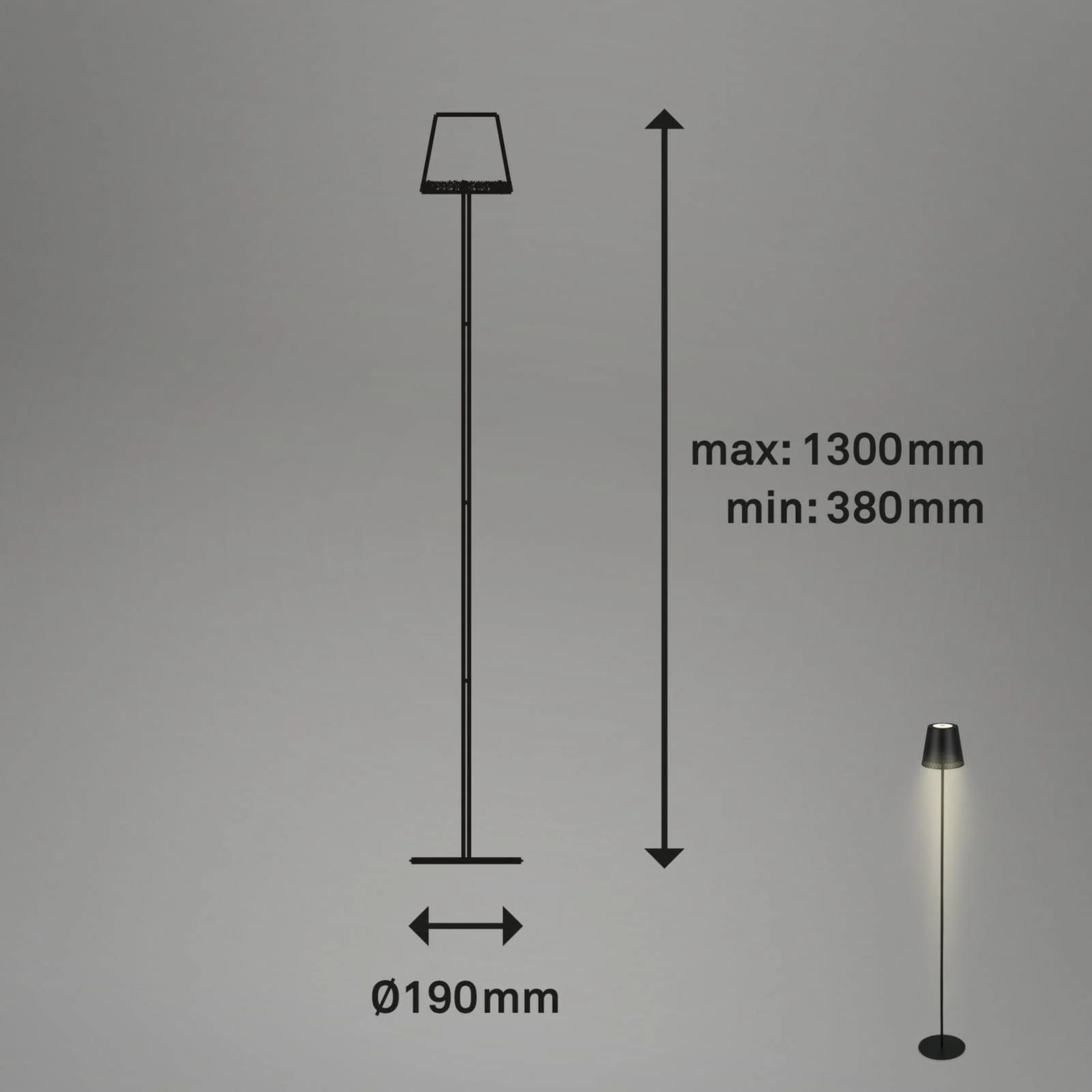 LED-Akku-Stehleuchte Kiki, 2.700K, schwarz günstig online kaufen