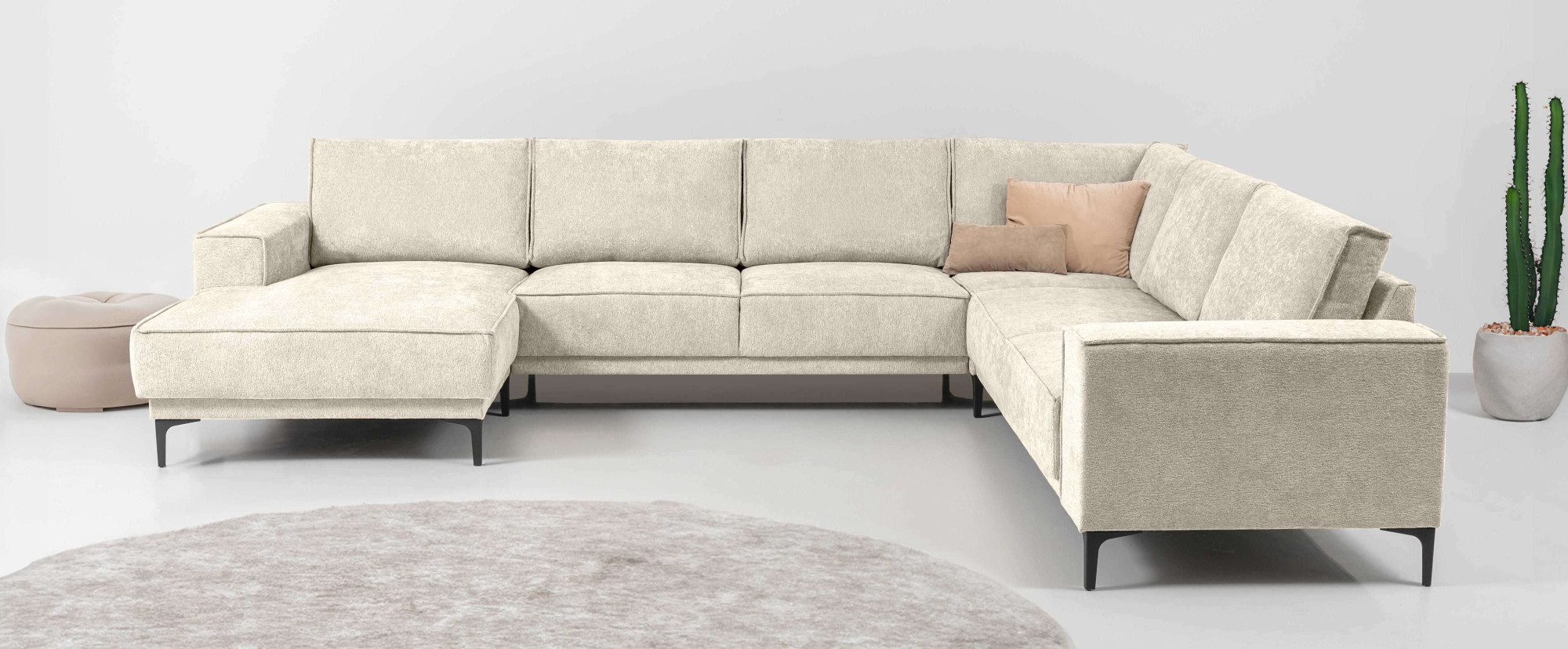 Places of Style Wohnlandschaft "XXL Sofa Oland, Struktur, Flachgewebe, Luxu günstig online kaufen
