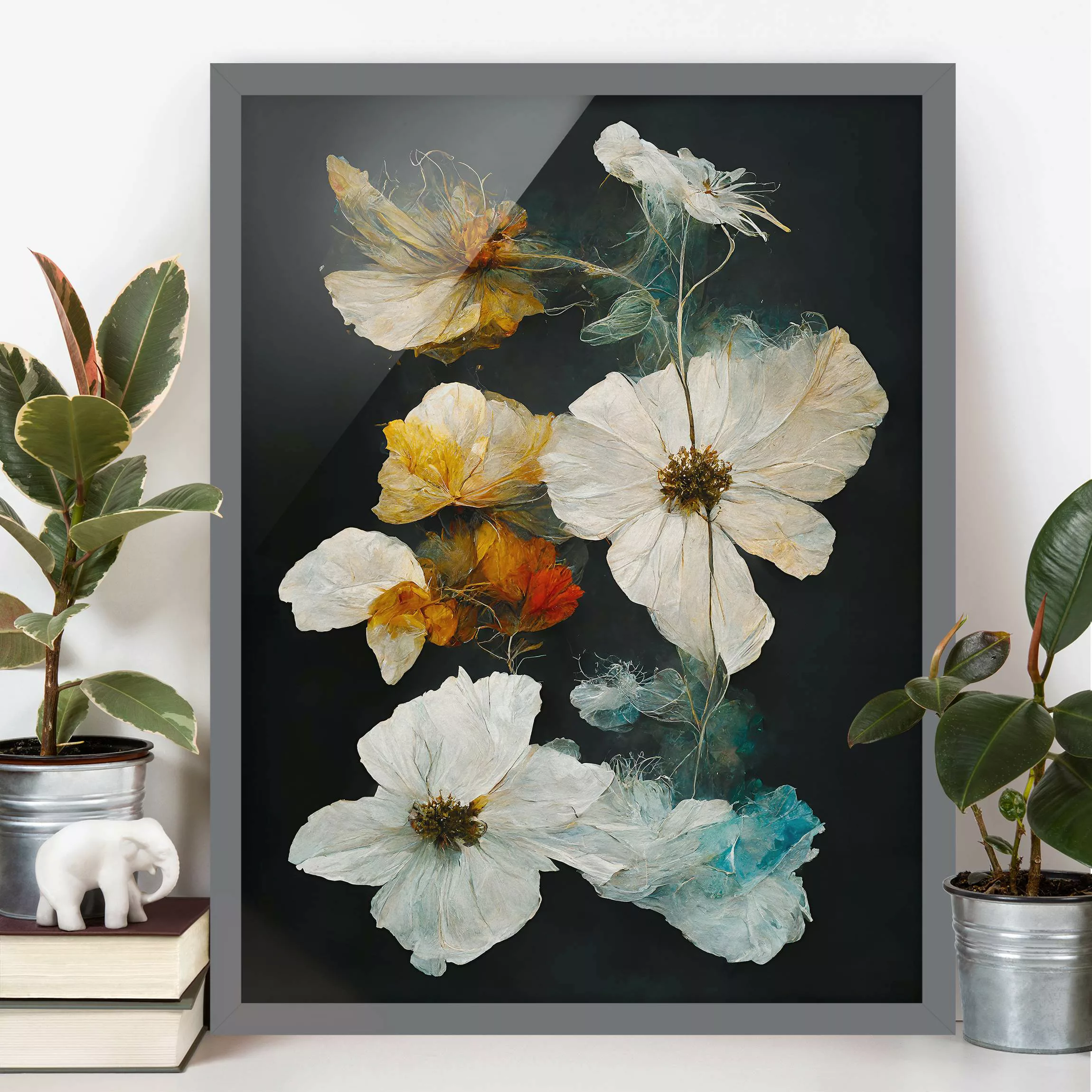 Bild mit Rahmen Magische Blüten günstig online kaufen