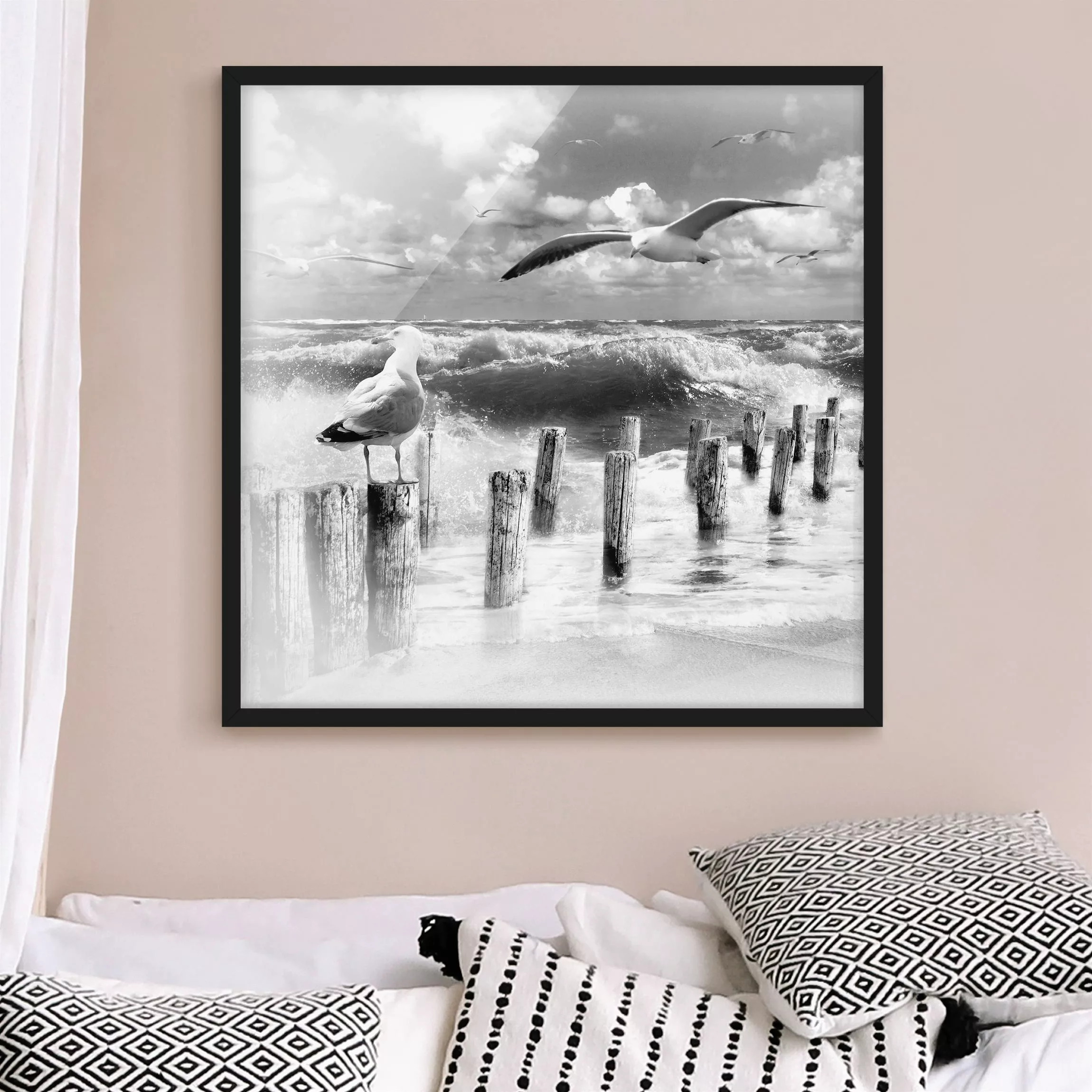 Bild mit Rahmen Strand - Quadrat No.YK3 Absolut Sylt II günstig online kaufen