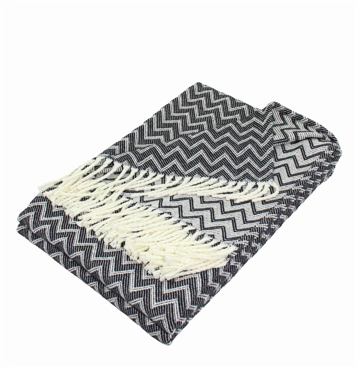 Moon Luxury Decke aus Baumwolle ca. 170x230 Kuscheldecke Zick-Zack Muster T günstig online kaufen