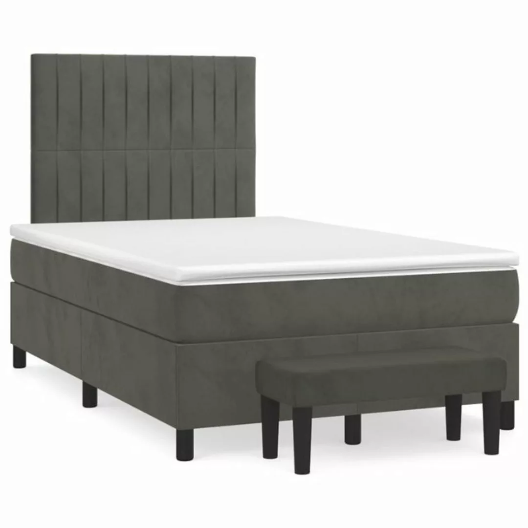 furnicato Bett Boxspringbett mit Matratze Dunkelgrau 120x200 cm Samt (1-tlg günstig online kaufen