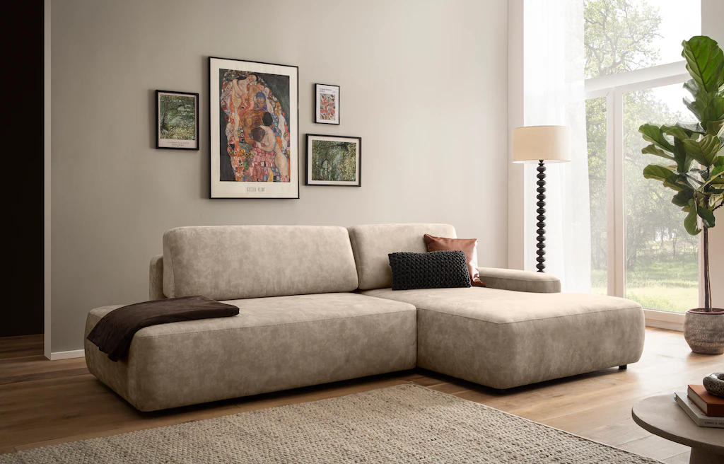 INOSIGN Ecksofa "TORGE, Schlafsofa Cord, Samtvelours u. Strukur fein, Couch günstig online kaufen