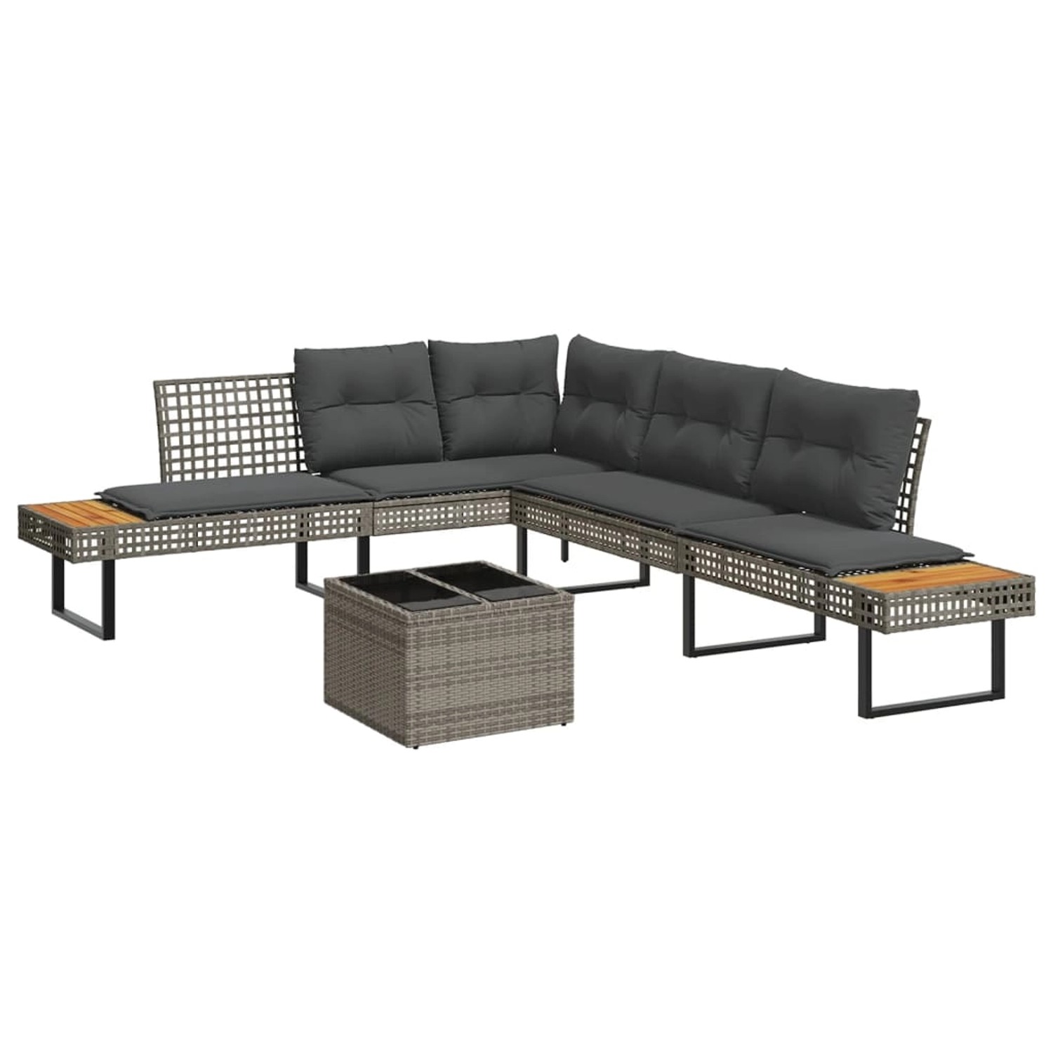 vidaXL 2-Tlg Garten-Sofagarnitur mit Kissen Grau Poly Rattan Glas 3277495 günstig online kaufen