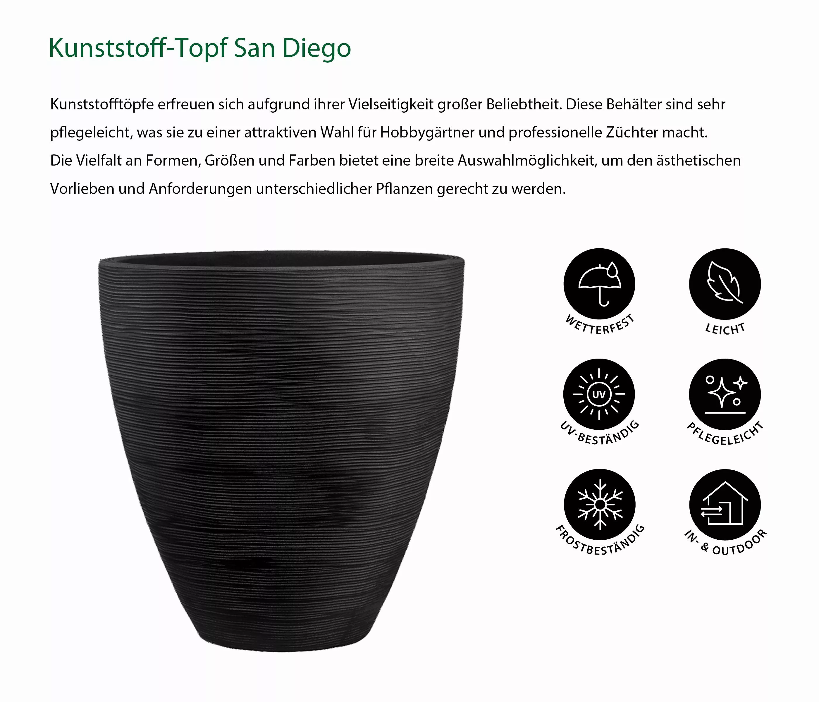Dehner Blumentopf San Diego, versch. Größen, günstig online kaufen