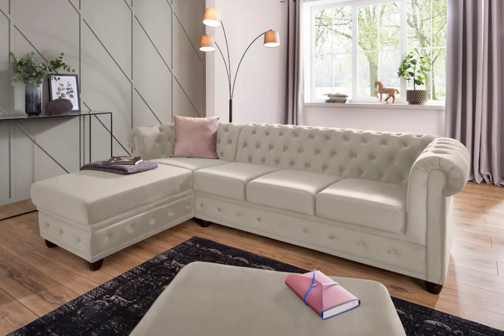 Home affaire Chesterfield-Sofa "New Castle L-Form", hochwertige Knopfheftun günstig online kaufen