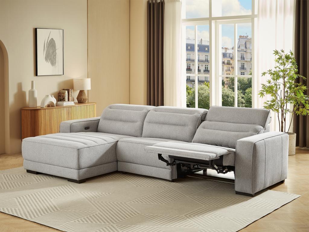 Eckrelaxsofa elektrisch - Ecke links - Stoff - Grau - BROTENI günstig online kaufen