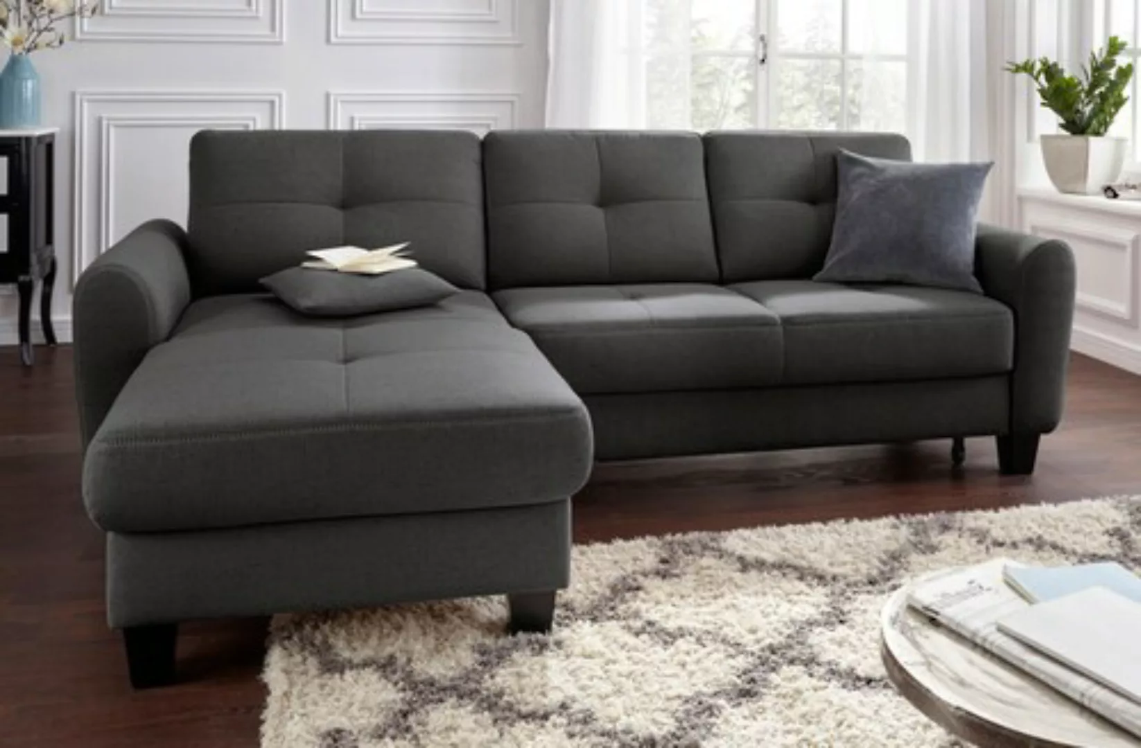 sit&more Ecksofa »Varese L-Form«, mit Federkern, wahlweise mit Bettfunktion günstig online kaufen