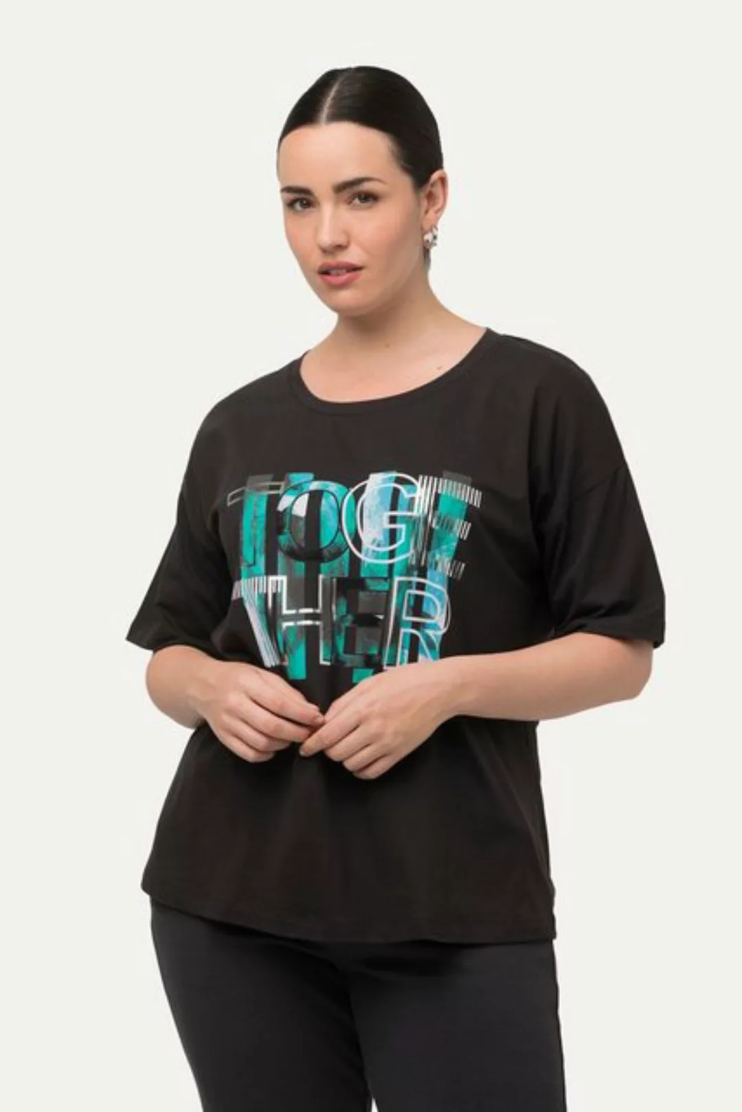 Ulla Popken Rundhalsshirt T-Shirt Motiv Together Rundhals Halbarm günstig online kaufen