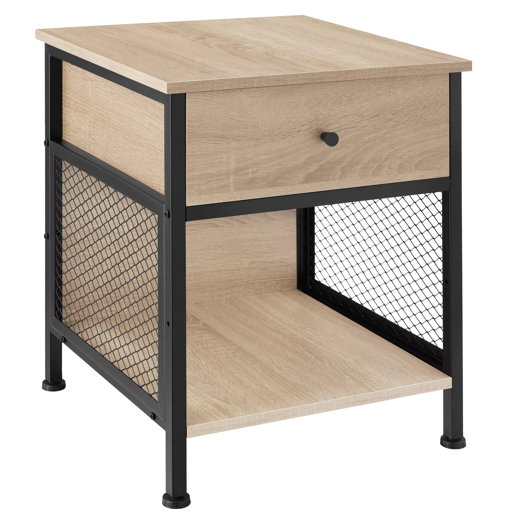 Nachttisch Killarney 45x46x55,5cm - Industrial Holz hell, Eiche Sonoma günstig online kaufen