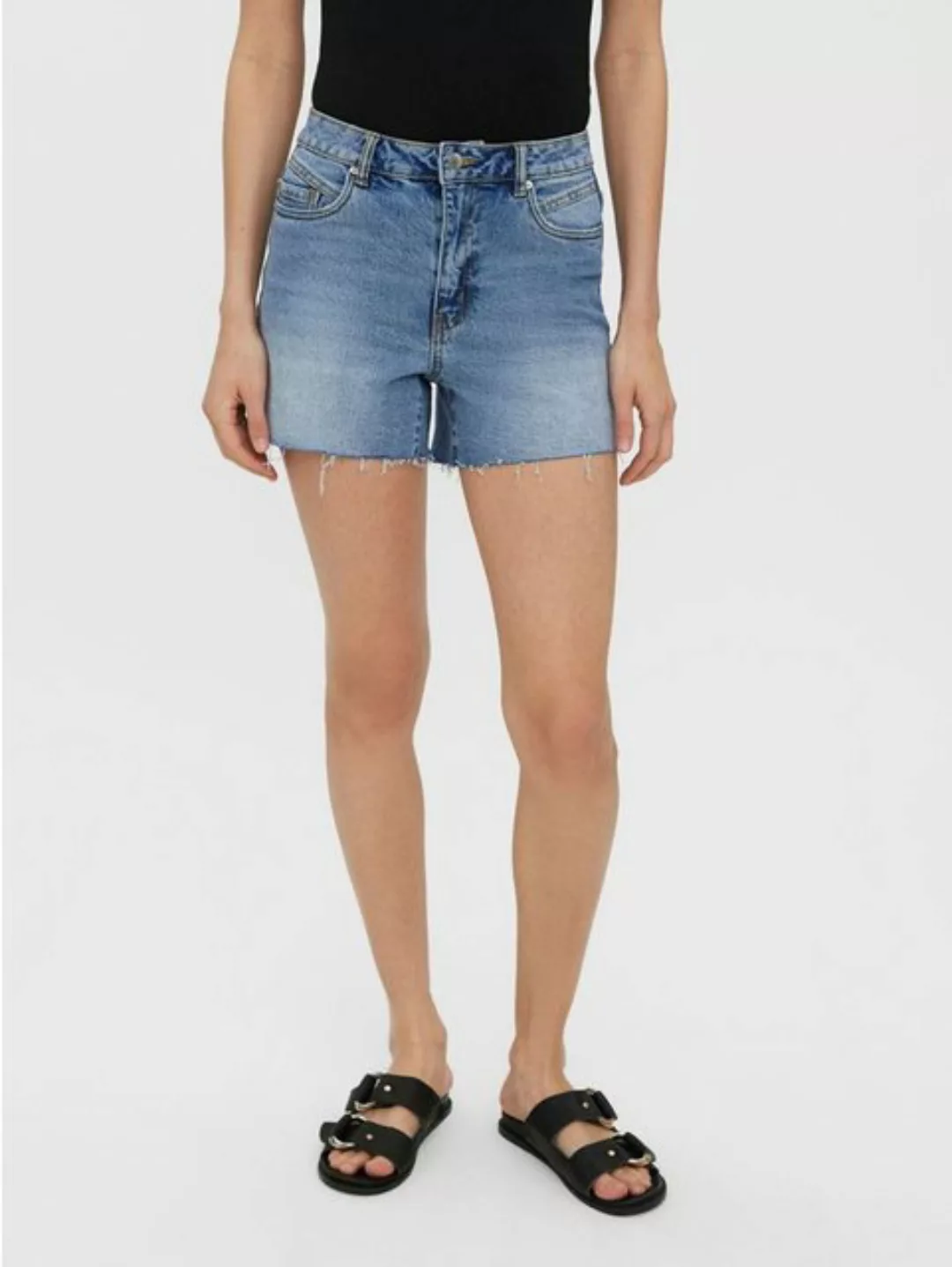 Vero Moda Jeansshorts Kurze Denim Jeans Shorts mit Fransen VMBRENDA (1-tlg) günstig online kaufen