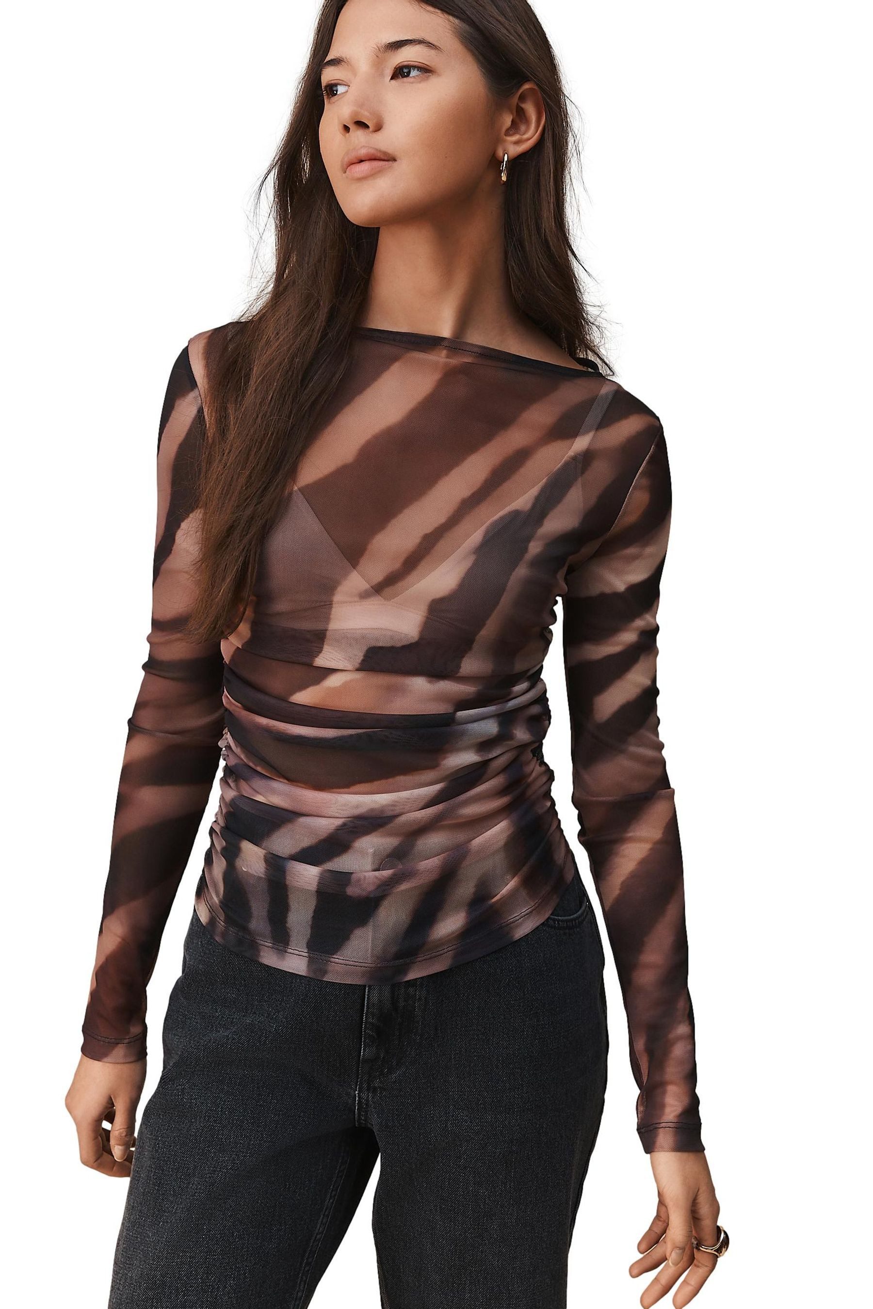 Next Langarmshirt Kew Collection gerafftes Langarmoberteil günstig online kaufen