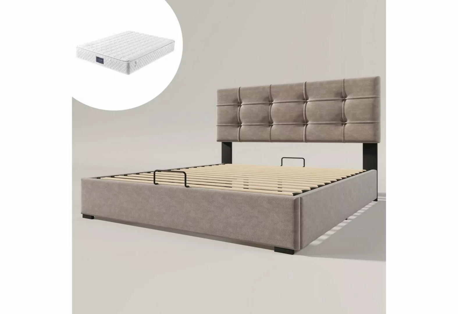 Gotagee Polsterbett Samt Bett Einzelbett Polsterbett mit Stauraum Verstellb günstig online kaufen