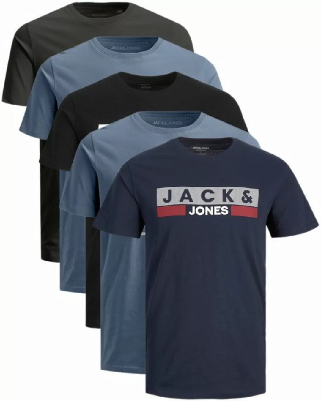 Jack & Jones Plus Print-Shirt Weites Shirt mit Printdruck (Spar-Set, 5er-Pa günstig online kaufen