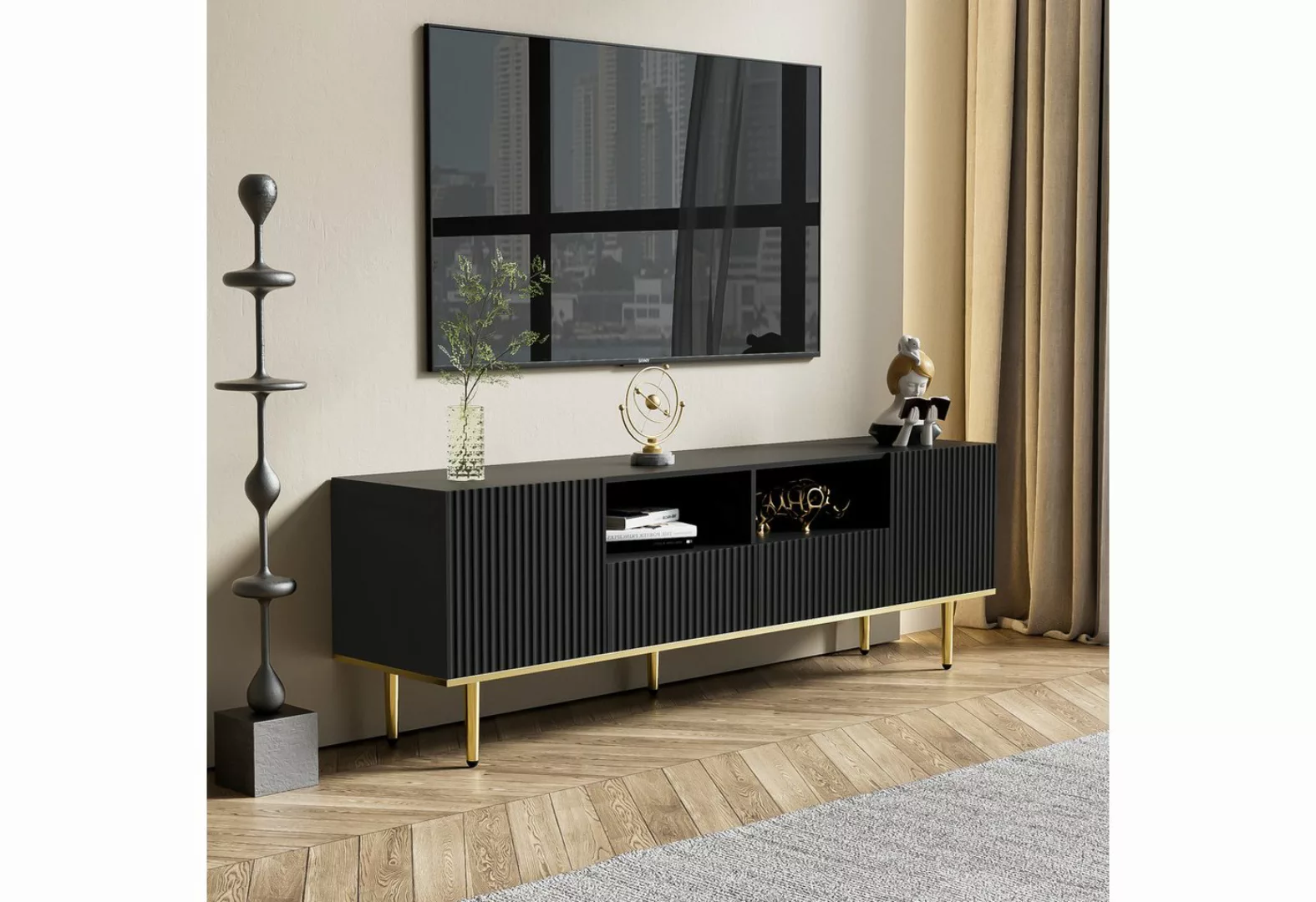 Rutaqian TV-Schrank Fernsehtisch mit Türen, moderne grifflose TV-Board, (1- günstig online kaufen