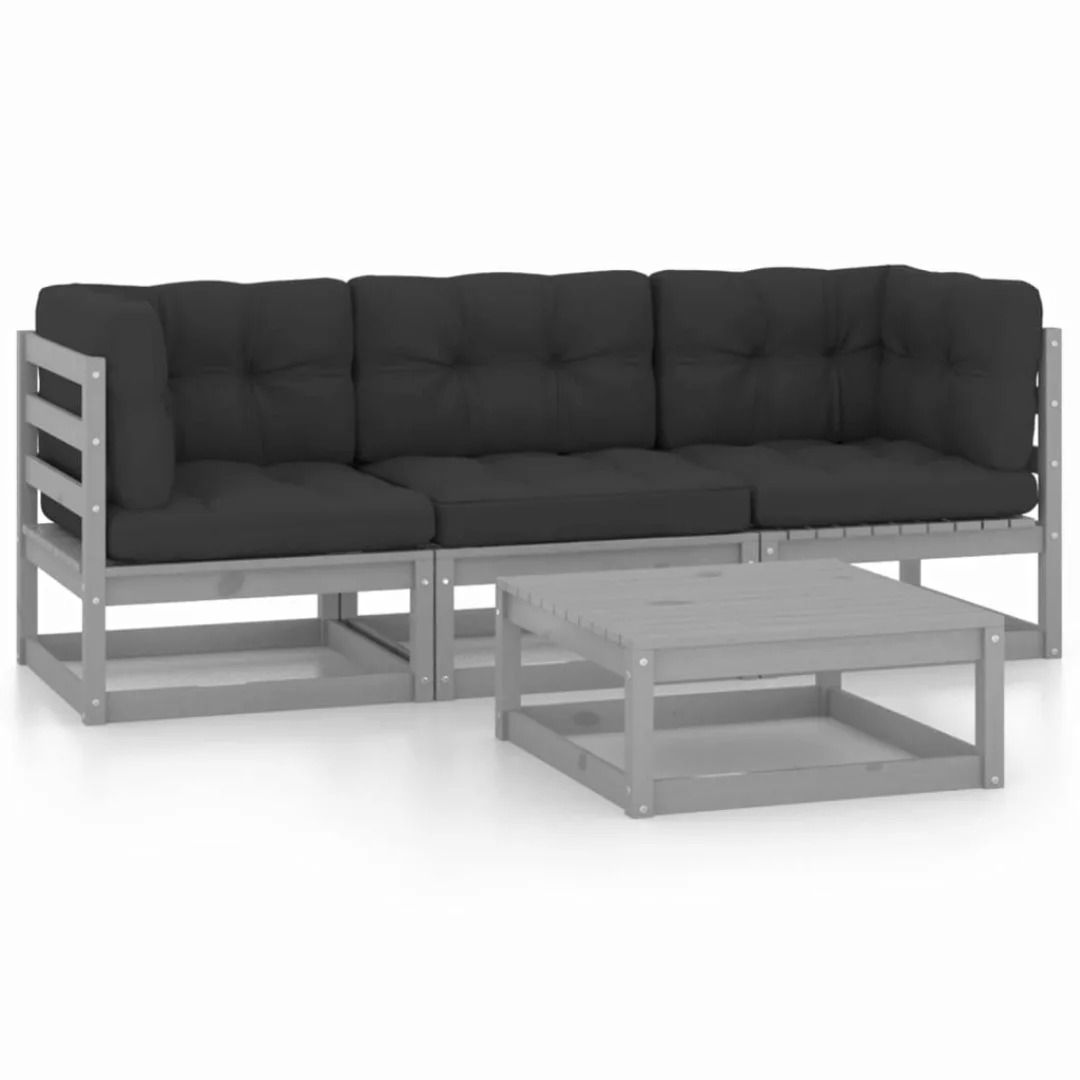 4-tlg. Garten-lounge-set Mit Kissen Kiefer Massivholz günstig online kaufen