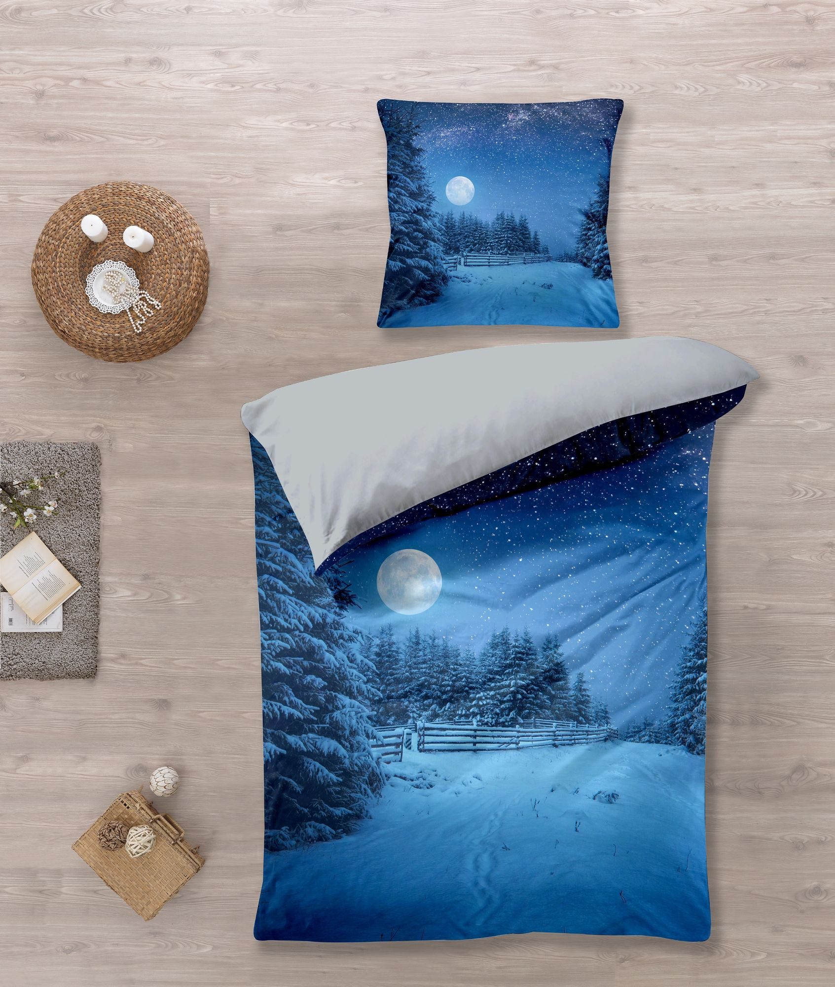 KK Kinderbettwäsche Bettwäsche Set mit Schneelandschaft günstig online kaufen