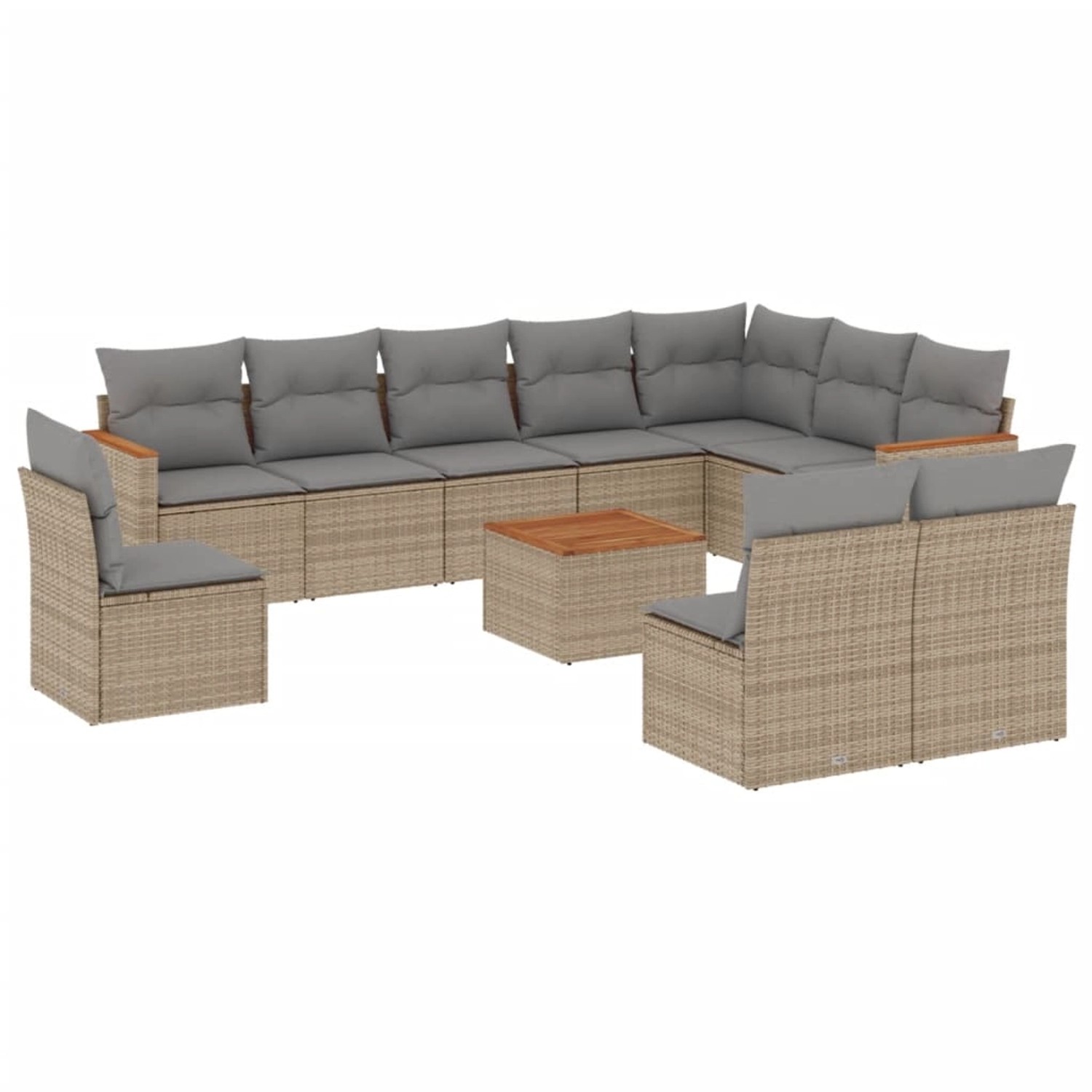 vidaXL 11-Tlg Garten-Sofagarnitur mit Kissen Beige Poly Rattan 3226080 günstig online kaufen