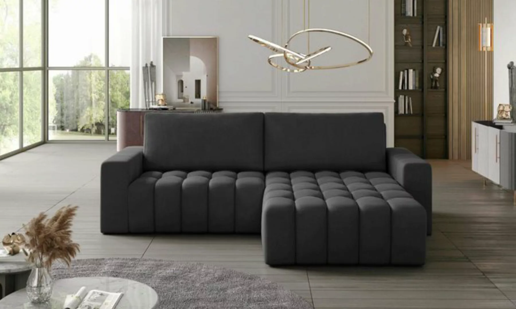 Myhomelando Ecksofa Bonett, mit Schlaffunktion und Bettkasten, Velour-Stoff günstig online kaufen