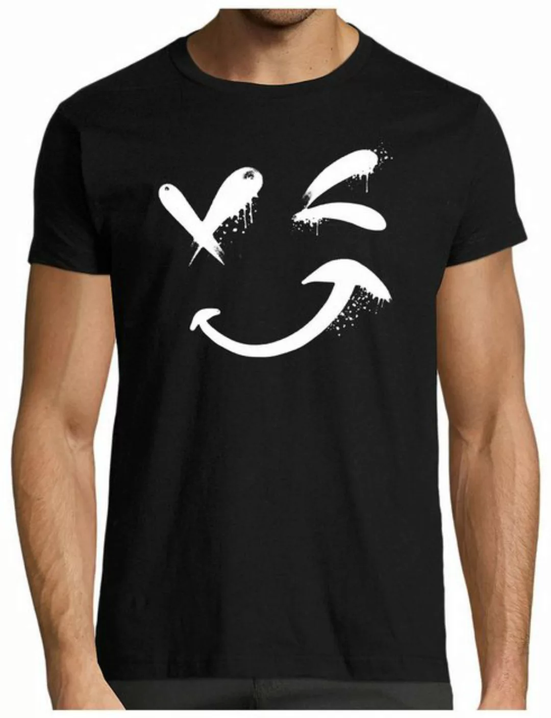 MyDesign24 T-Shirt Herren Print Shirt - Lächelnder, zwinkernder Smiley Brus günstig online kaufen