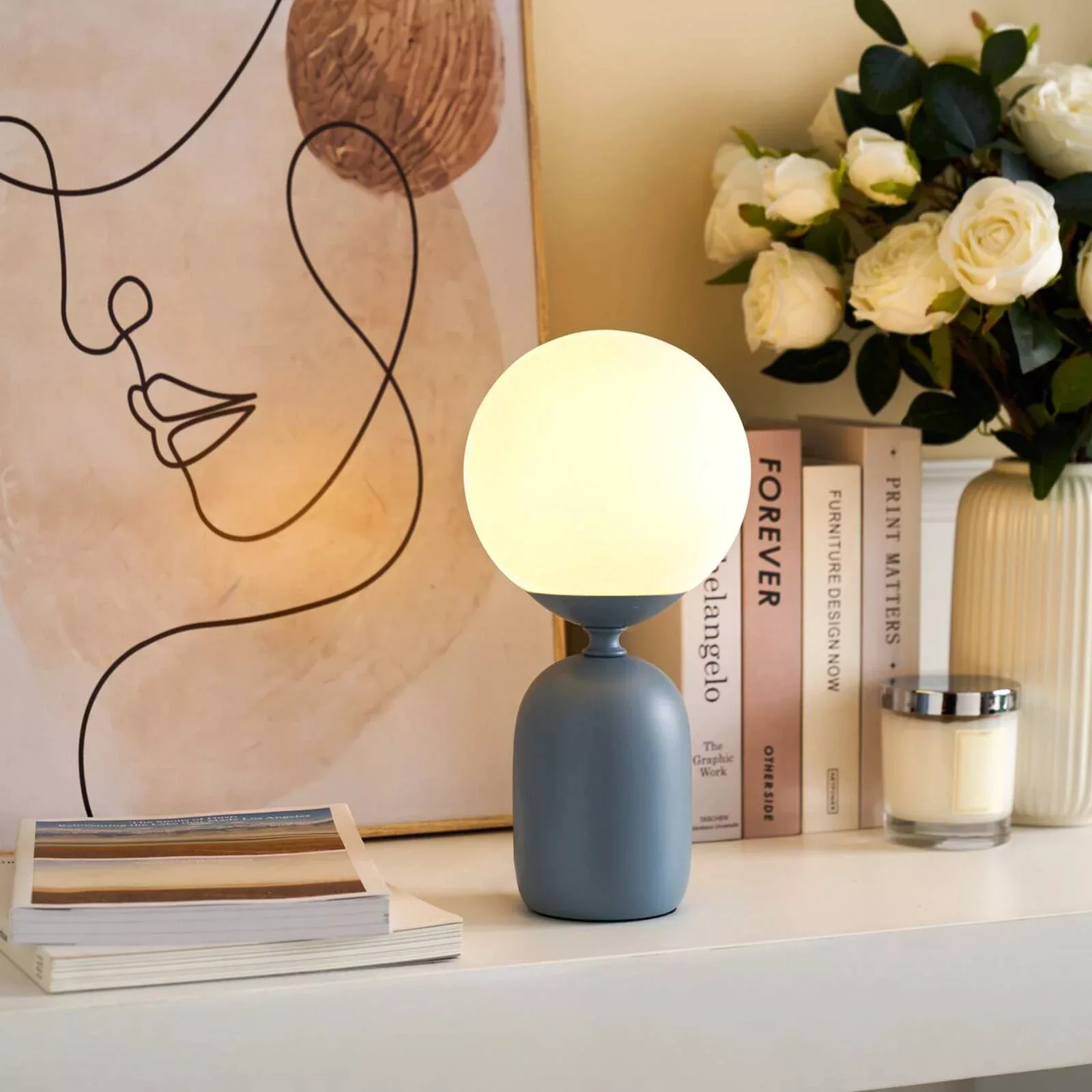 Pauleen Glowing Charm Tischlampe, Keramikfuß blau günstig online kaufen