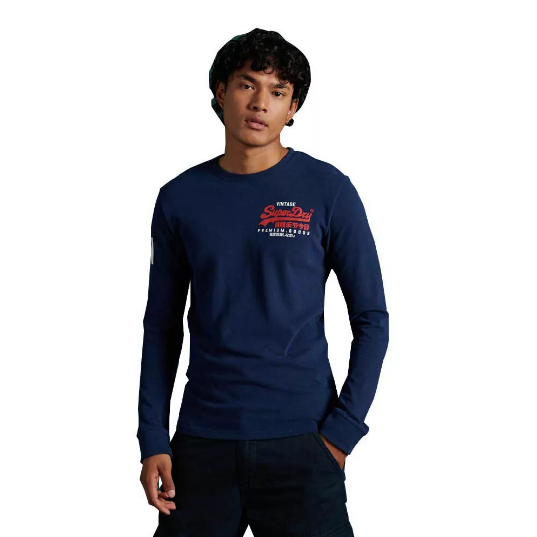 Superdry Vintage Logo Duo Langarm-t-shirt XS Midnight Blue Grit günstig online kaufen