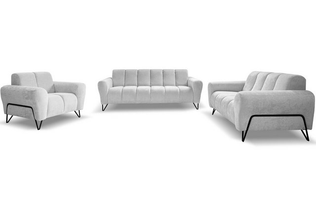 Beautysofa Polstergarnitur VOLARE, 3-Sitzer Sofa +2-Sitzer Sofa + Sessel, v günstig online kaufen