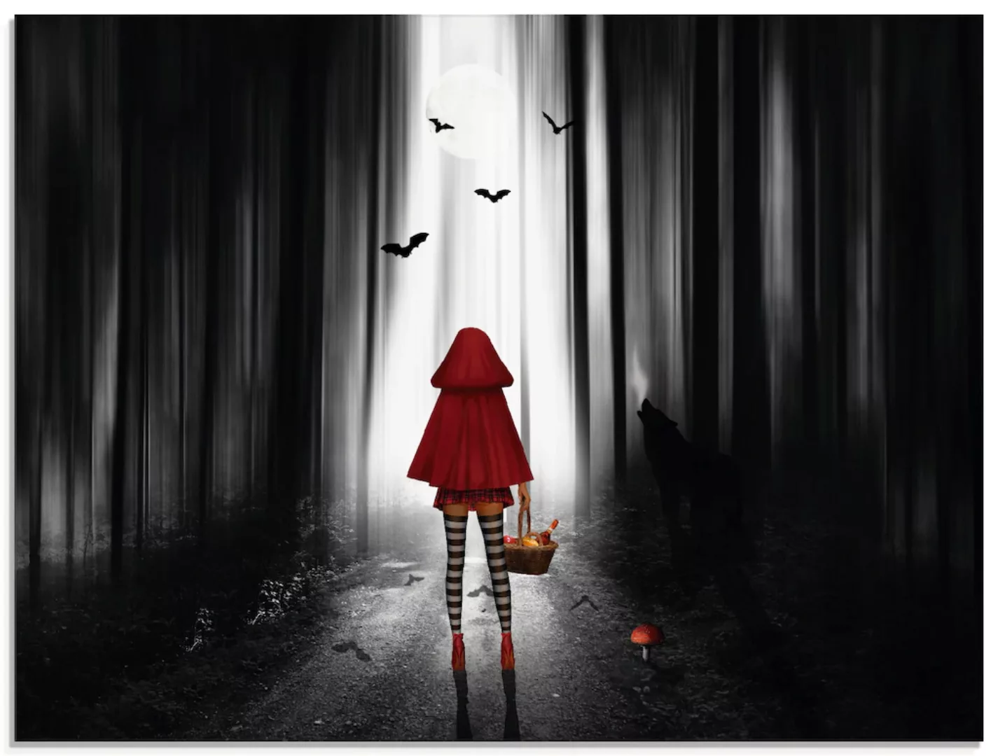Artland Glasbild "Das Rotkäppchen auf High Heels", Dark Fantasy, (1 St.) günstig online kaufen
