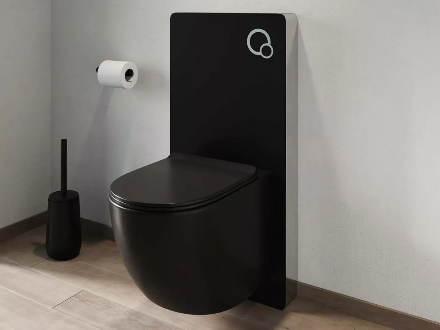 Sparset - Wand-WC mit dekorativem Trägergestell - Schwarz matt - JAVOINE günstig online kaufen