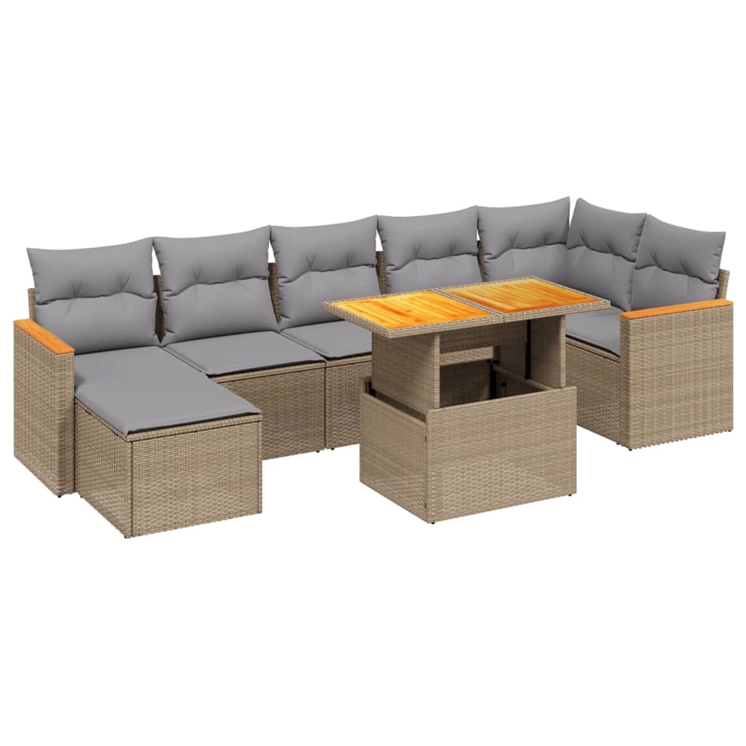 vidaXL 8-tlg Garten-Sofagarnitur mit Kissen Beige Poly Rattan Modell 295 günstig online kaufen