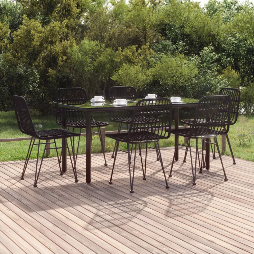 Vidaxl 7-tlg. Garten-essgruppe Schwarz Poly Rattan günstig online kaufen